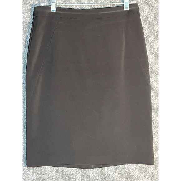 Ann Taylor Petite Mini Pencil Skirt High Waisted Slit Pleated Black Womens Sz 8P - Picture 1 of 12